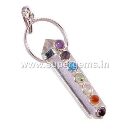 Picture of crystal clear quartz 7 chakra bridge pendant