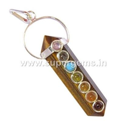 Picture of tiger eye 7 chakra bridge pendant