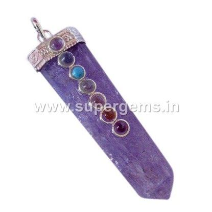 Picture of amethyst 7 chakra flat pencil pendant