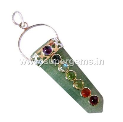 Picture of green aventurine 7 chakra flat pencil