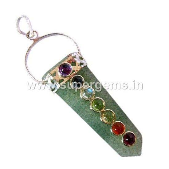 Picture of green aventurine 7 chakra flat pencil