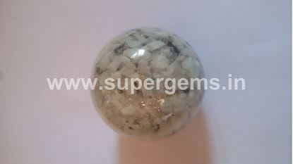 Picture of white rainbow orgone sphere