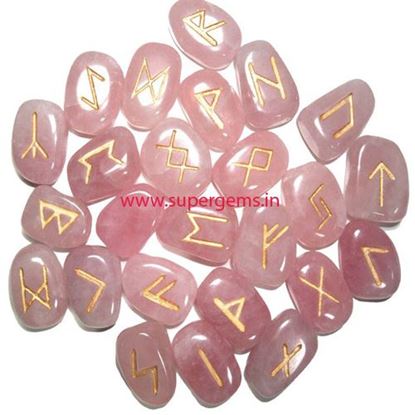 Picture of rose quartz rune set