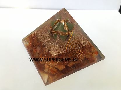 Picture of carnelian green aventurine merkaba point orgone pyramid