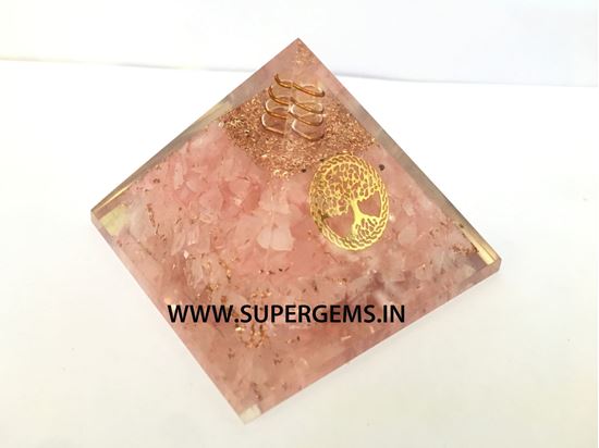 Picture of rose quartz tree of life orgone pyramid